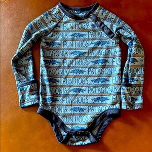 Patagonia Blue Long Sleeve Baby Bodysuit